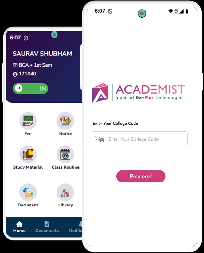 Academist Edge running on two phones